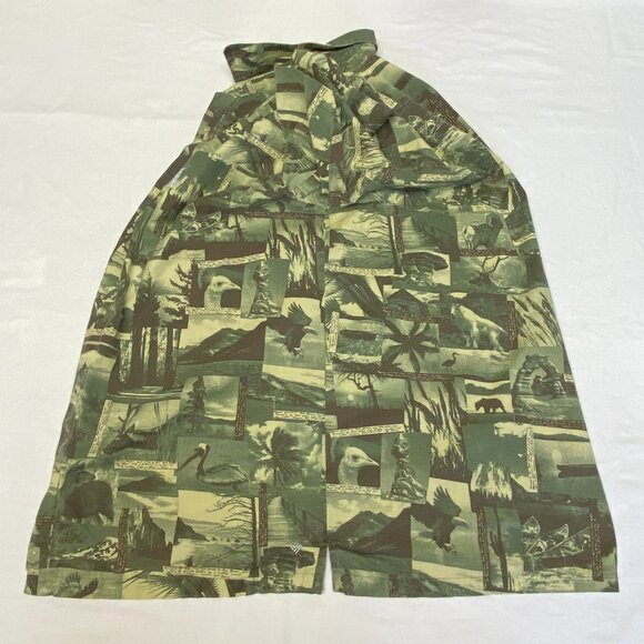 Columbia Short Sleeve Button Front Camo Patch Nature Print Shirt Green Brown XL - Picture 11 of 13